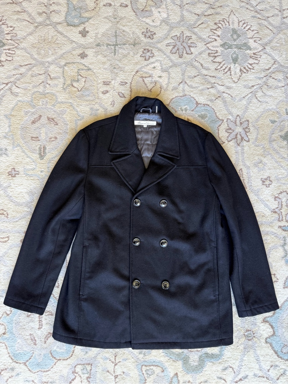 Kenneth Cole New York Men’s Black Wool Blend Peacoat Size L
